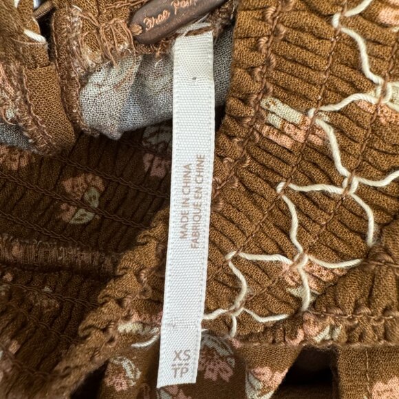 Free People Flowers in Her Hair Smocked Long Sleeve Tunic Boho Mini Dress XS - Picture 12 of 13